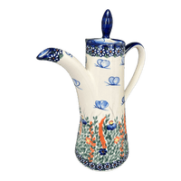 A picture of a Polish Pottery 1.1 Liter "Opus" Teapot (Butterfly Delight) | WR8G-PP2 as shown at PolishPotteryOutlet.com/products/1-1-liter-opus-teapot-butterfly-delight-wr8g-pp2
