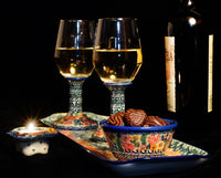 A picture of a Polish Pottery 16 oz. Wine Glass/Water Goblet (UE3) | GKJ05-UE3 as shown at PolishPotteryOutlet.com/products/16-oz-wine-glass-water-goblet-ue3