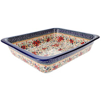A picture of a Polish Pottery Lasagna Pan (Ruby Bouquet) | Z139S-DPCS as shown at PolishPotteryOutlet.com/products/deep-dish-lasagna-pan-full-bloom