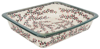A picture of a Polish Pottery Lasagna Pan (Cherry Blossom) | Z139S-DPGJ as shown at PolishPotteryOutlet.com/products/deep-dish-lasagna-pan-cherry-blossom