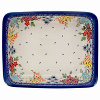 A picture of a Polish Pottery Lasagna Pan (Brilliant Garden) | Z139S-DPLW as shown at PolishPotteryOutlet.com/products/deep-dish-lasagna-pan-brilliant-garden