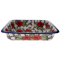 A picture of a Polish Pottery Lasagna Pan (Poppies & Posies) | Z139S-IM02 as shown at PolishPotteryOutlet.com/products/deep-dish-lasagna-pan-poppies-posies-z139s-im02