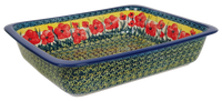 A picture of a Polish Pottery Baker, Lasagna Pan, 11" x 14" in "Poppies in Bloom" by Manufaktura | Z139S-JZ34 as shown at PolishPotteryOutlet.com/products/deep-dish-lasagna-pan-poppies-in-bloom