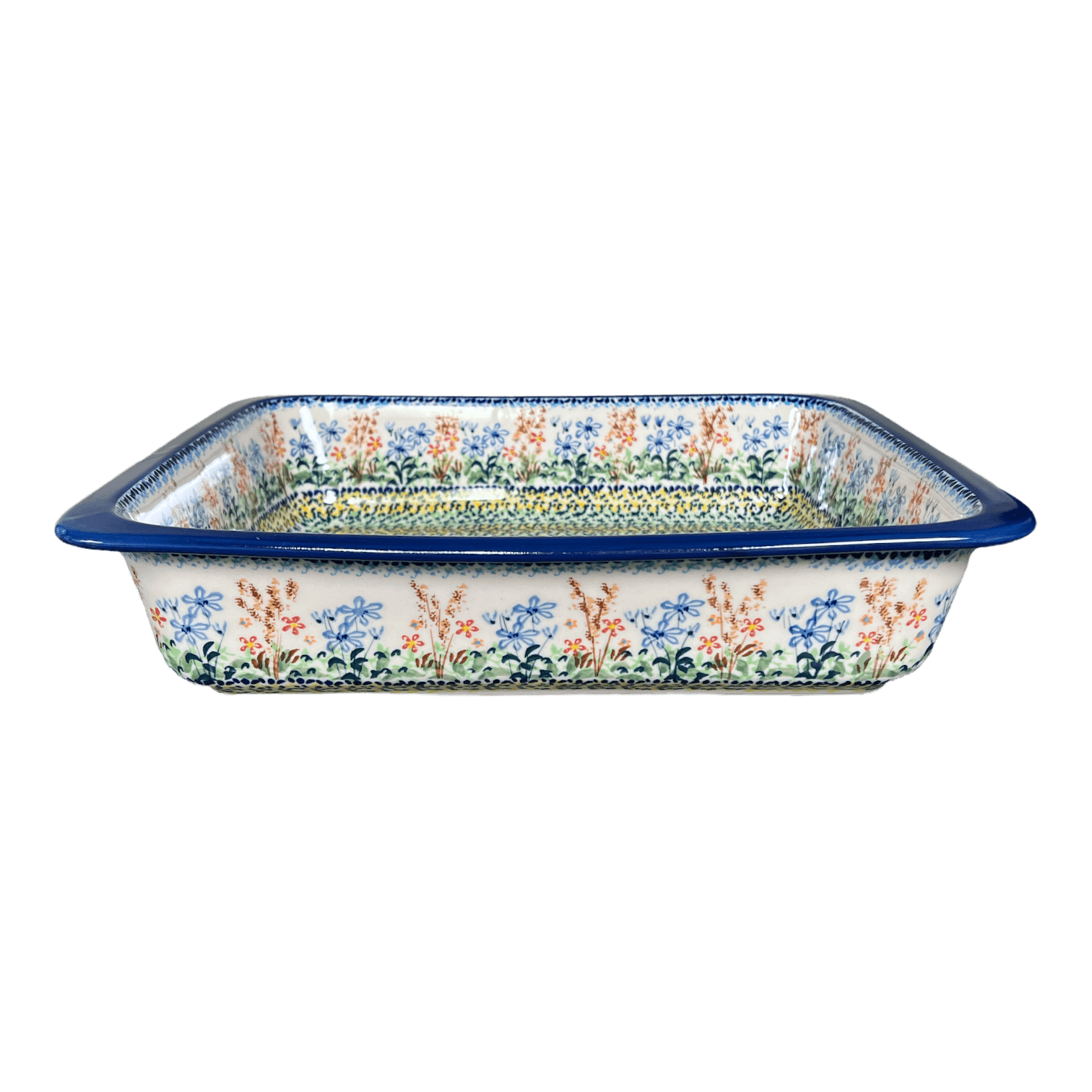 Polish Pottery - Deep Dish Lasagna Pan - Floral Grid - The Polish Pottery  Outlet