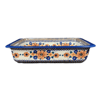 A picture of a Polish Pottery Lasagna Pan (Bouquet in a Basket) | Z139S-JZK as shown at PolishPotteryOutlet.com/products/deep-dish-lasagna-pan-bouquet-in-a-basket