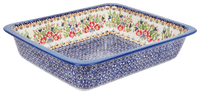 A picture of a Polish Pottery Lasagna Pan (Poppy Persuasion) | Z139S-P265 as shown at PolishPotteryOutlet.com/products/deep-dish-lasagna-pan-poppy-persuasion