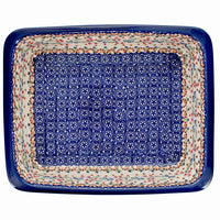 A picture of a Polish Pottery Lasagna Pan (Wildflower Delight) | Z139S-P273 as shown at PolishPotteryOutlet.com/products/deep-dish-lasagna-pan-wildflower-delight