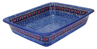 A picture of a Polish Pottery Deep Dish Lasagna Pan (Crimson Twilight) | Z139S-WK63 as shown at PolishPotteryOutlet.com/products/deep-dish-lasagna-pan-crimson-twilight