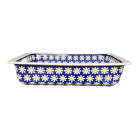 A picture of a Polish Pottery Deep Dish Lasagna Pan (Mornin' Daisy) | Z139T-AM as shown at PolishPotteryOutlet.com/products/deep-dish-lasagna-pan-mornin-daisy