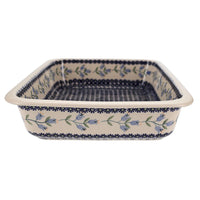 A picture of a Polish Pottery Lasagna Pan (Lily of the Valley) | Z139T-ASD as shown at PolishPotteryOutlet.com/products/deep-dish-lasagna-pan-lily-of-the-valley-z139t-asd