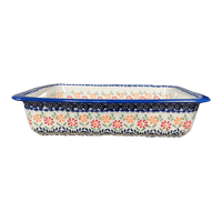 A picture of a Polish Pottery Lasagna Pan (Flower Power) | Z139T-JS14 as shown at PolishPotteryOutlet.com/products/deep-dish-lasagna-pan-flower-power