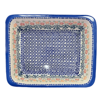 A picture of a Polish Pottery Lasagna Pan (Flower Power) | Z139T-JS14 as shown at PolishPotteryOutlet.com/products/deep-dish-lasagna-pan-flower-power