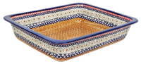 A picture of a Polish Pottery Deep Dish Lasagna Pan (Chocolate Swirl) | Z139U-EOS as shown at PolishPotteryOutlet.com/products/deep-dish-lasagna-pan-chocolate-swirl