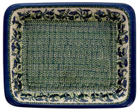 A picture of a Polish Pottery Lasagna Pan (Bouncing Blue Blossoms) | Z139U-IM03 as shown at PolishPotteryOutlet.com/products/lasagna-baker-bouncing-blue-blossoms-z139u-im03