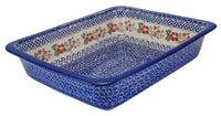 A picture of a Polish Pottery Deep Dish Lasagna Pan (Floral Grid) | Z139U-TAB2 as shown at PolishPotteryOutlet.com/products/deep-dish-lasagna-pan-floral-grid
