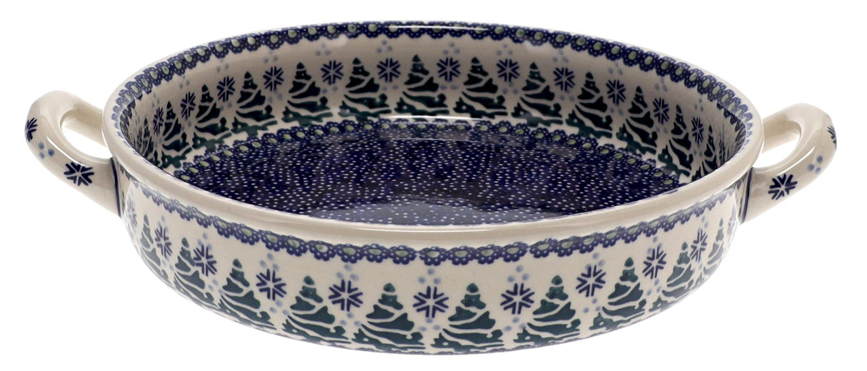 Casserole, Round, Handles, 9.25" in "Snowy Pines" by Manufaktura | Z140T-U22