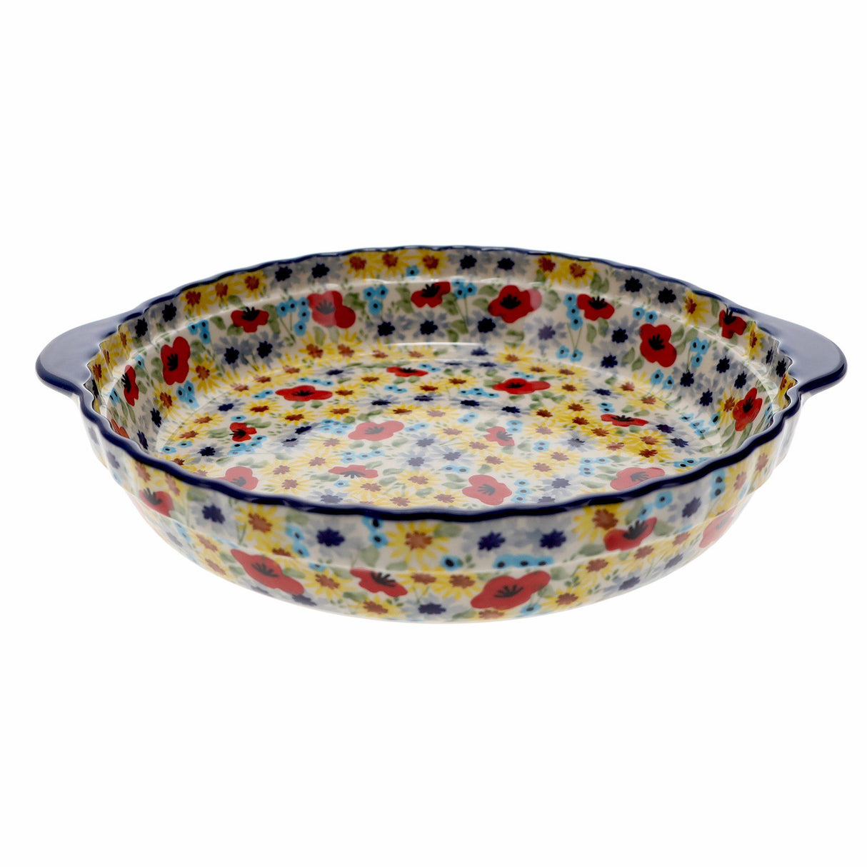 Baker, Round, Pie Plate, Handles, 9.75" in "Sunlit Blossoms" by Manufaktura | Z148S-AS62