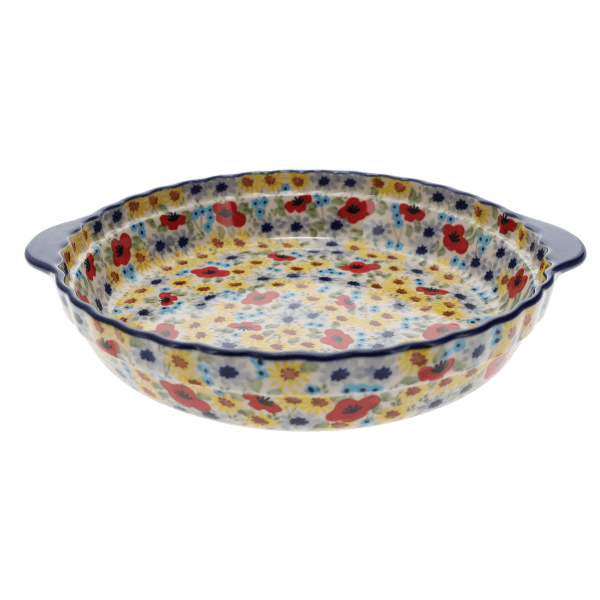 Baker, Round, Pie Plate, Handles, 9.75" in "Sunlit Blossoms" by Manufaktura | Z148S-AS62