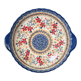 Polish Pottery Pie Plate with Handles (Ruby Duet) | Z148S-DPLC Additional Image at PolishPotteryOutlet.com