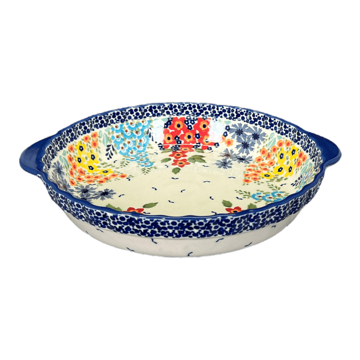 Baker, Round, Pie Plate, Handles, 9.75" in "Brilliant Garden" by Manufaktura | Z148S-DPLW