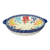 Polish Pottery Pie Plate with Handles (Brilliant Garden) | Z148S-DPLW at PolishPotteryOutlet.com
