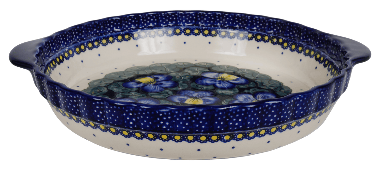 Plate, Round, Pie Plate, Handles, 9.75" in "Pansies" by Manufaktura | Z148S-JZB