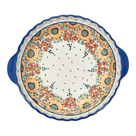 Baker, Round, Pie Plate, Handles, 9.75" in "Autumn Harvest" by Manufaktura | Z148S-LB