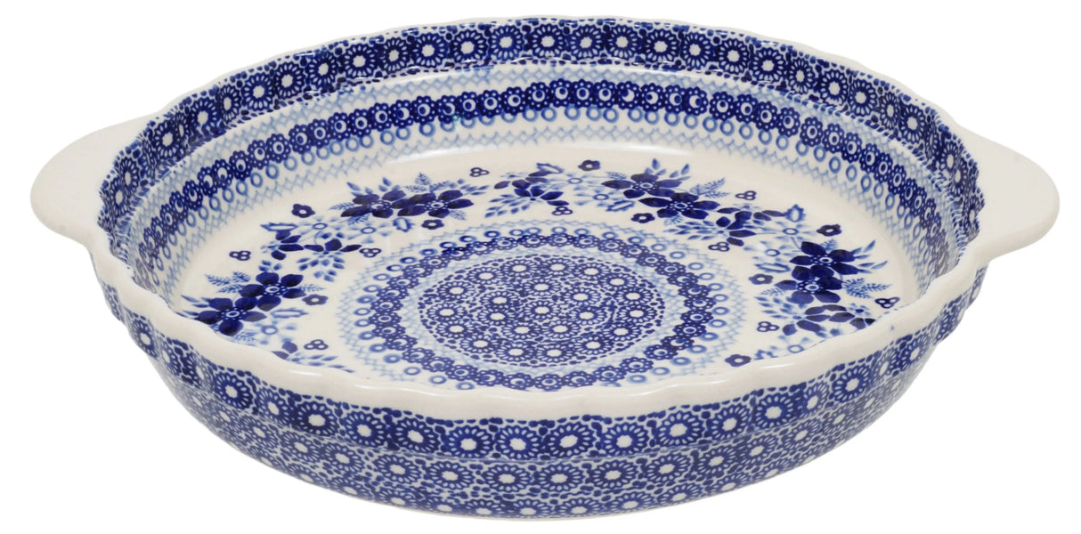 Baker, Round, Pie Plate, Handles, 9.75" in "Duet in Blue" by Manufaktura | Z148S-SB01