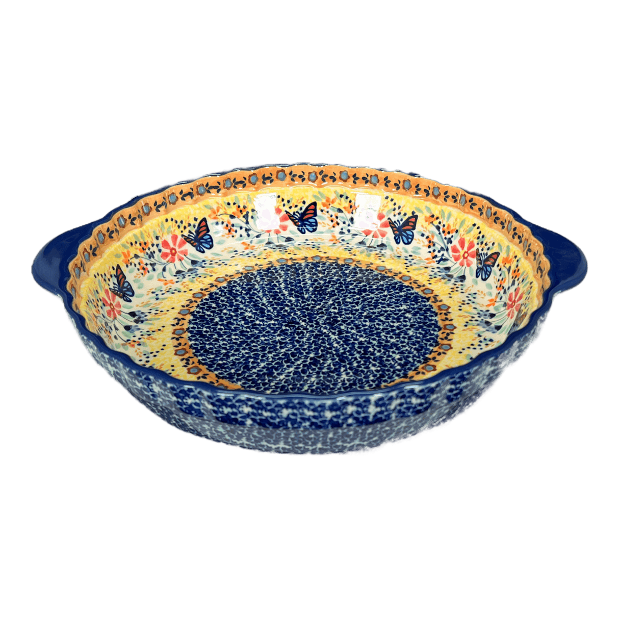 Baker, Round, Pie Plate, Handles, 9.75" in "Butterfly Bliss" by Manufaktura | Z148S-WK73