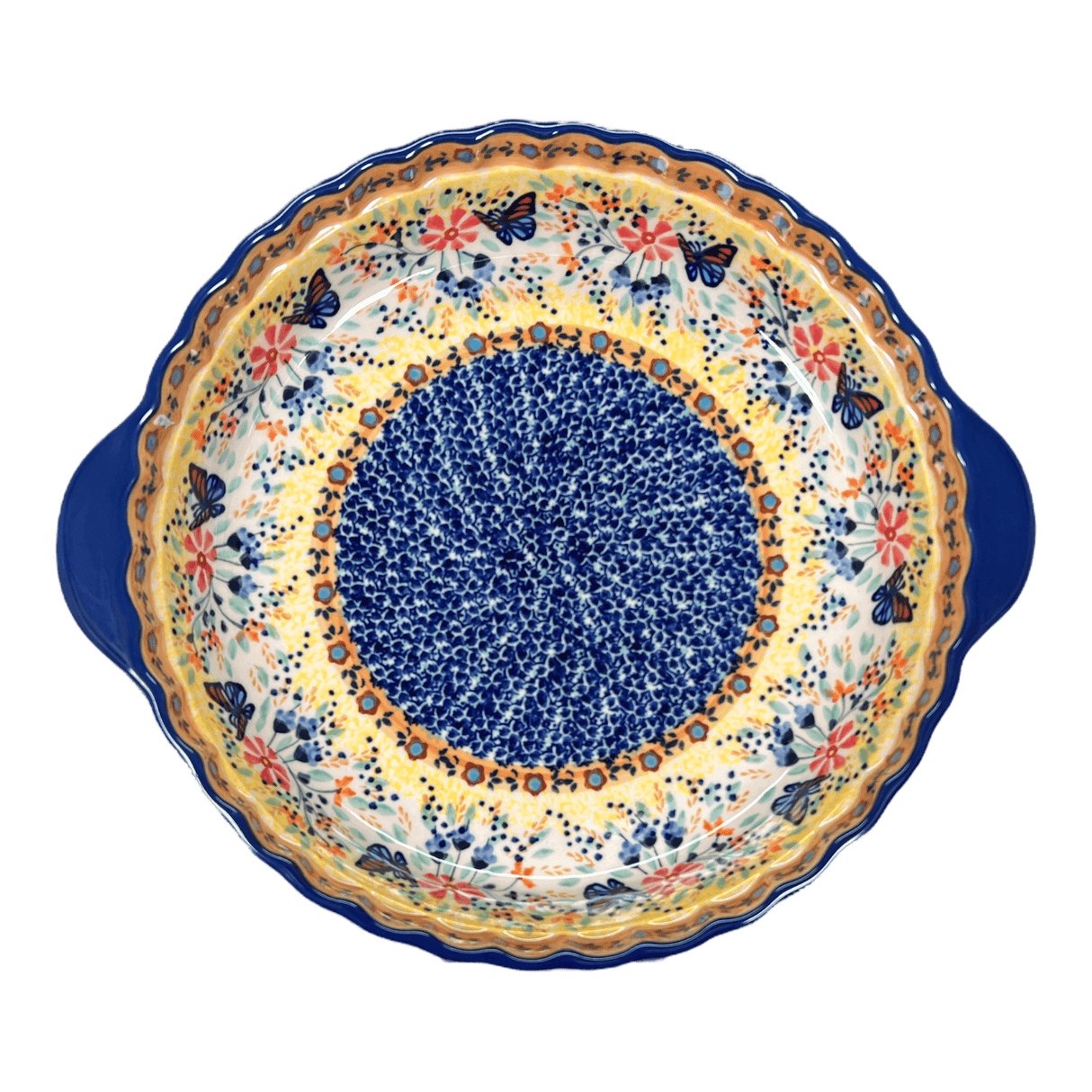 Baker, Round, Pie Plate, Handles, 9.75" in "Butterfly Bliss" by Manufaktura | Z148S-WK73