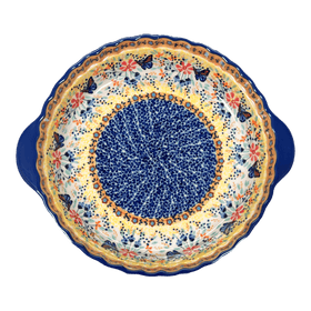 Polish Pottery Pie Plate with Handles (Butterfly Bliss) | Z148S-WK73 Additional Image at PolishPotteryOutlet.com