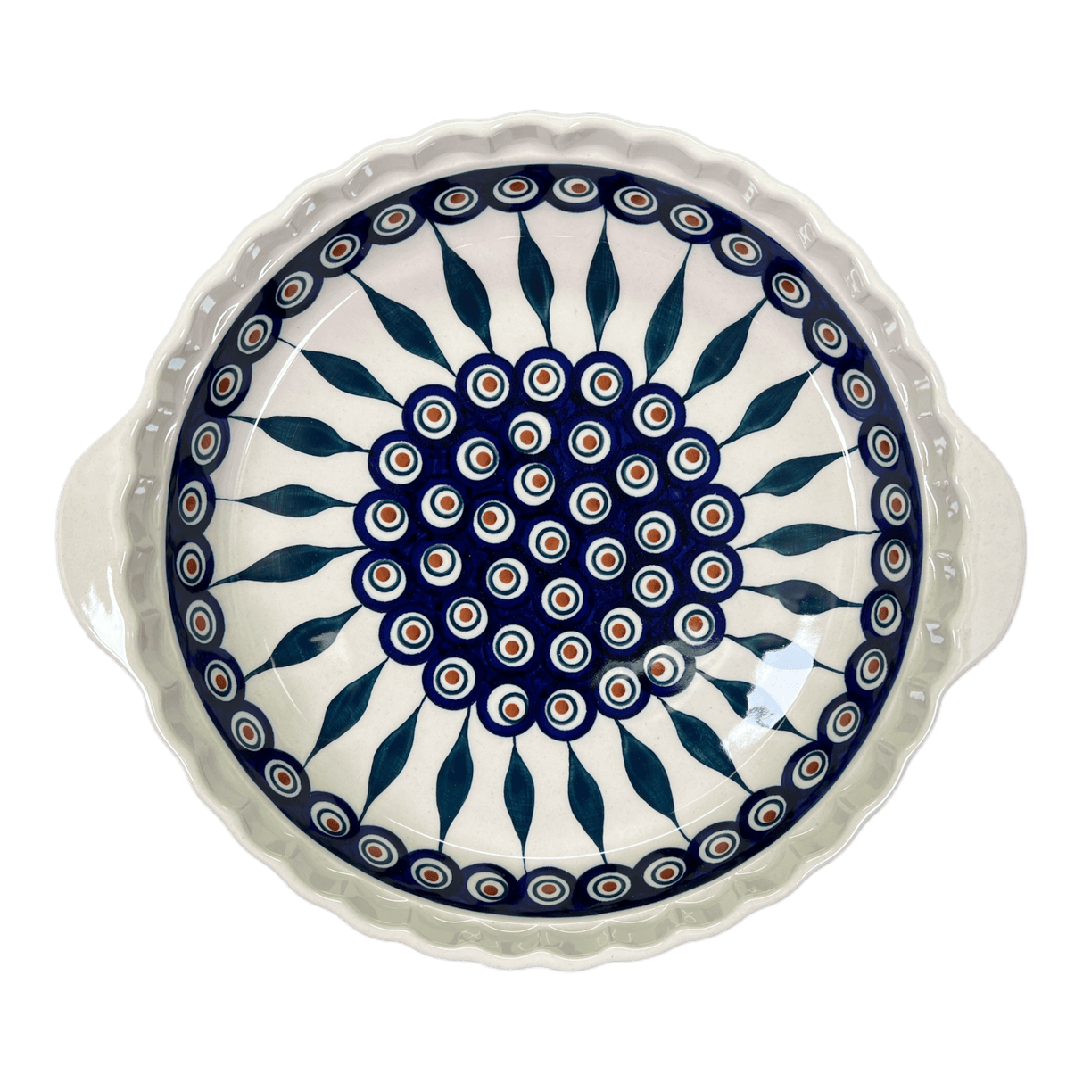 Baker, Round, Pie Plate, Handles, 9.75" in "Peacock" by Manufaktura | Z148T-54