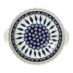 Polish Pottery Pie Plate with Handles (Peacock) | Z148T-54 Additional Image at PolishPotteryOutlet.com