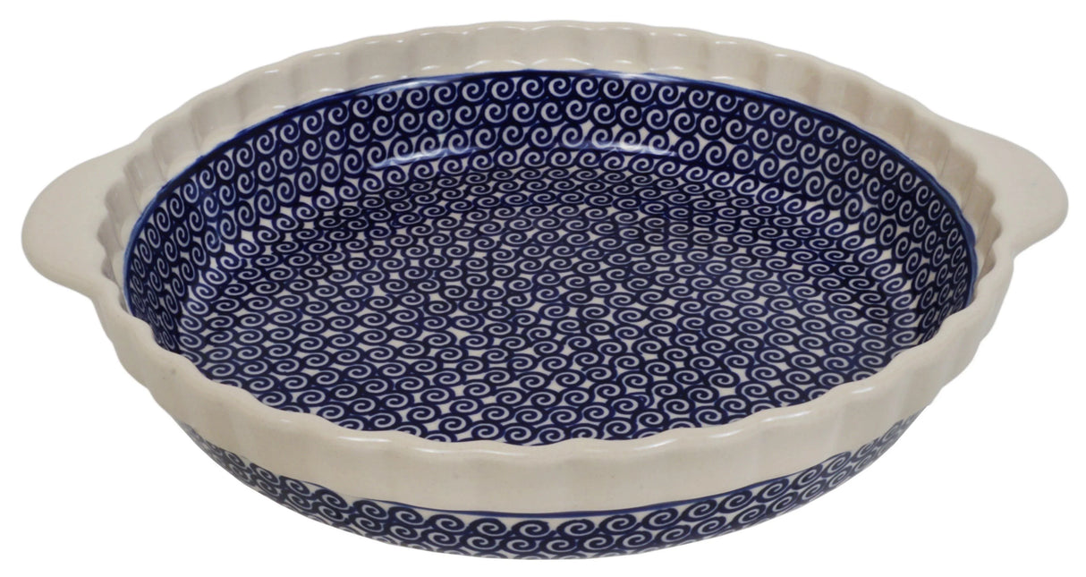 Baker, Round, Pie Plate, Handles, 9.75" in "Riptide" by Manufaktura | Z148T-63