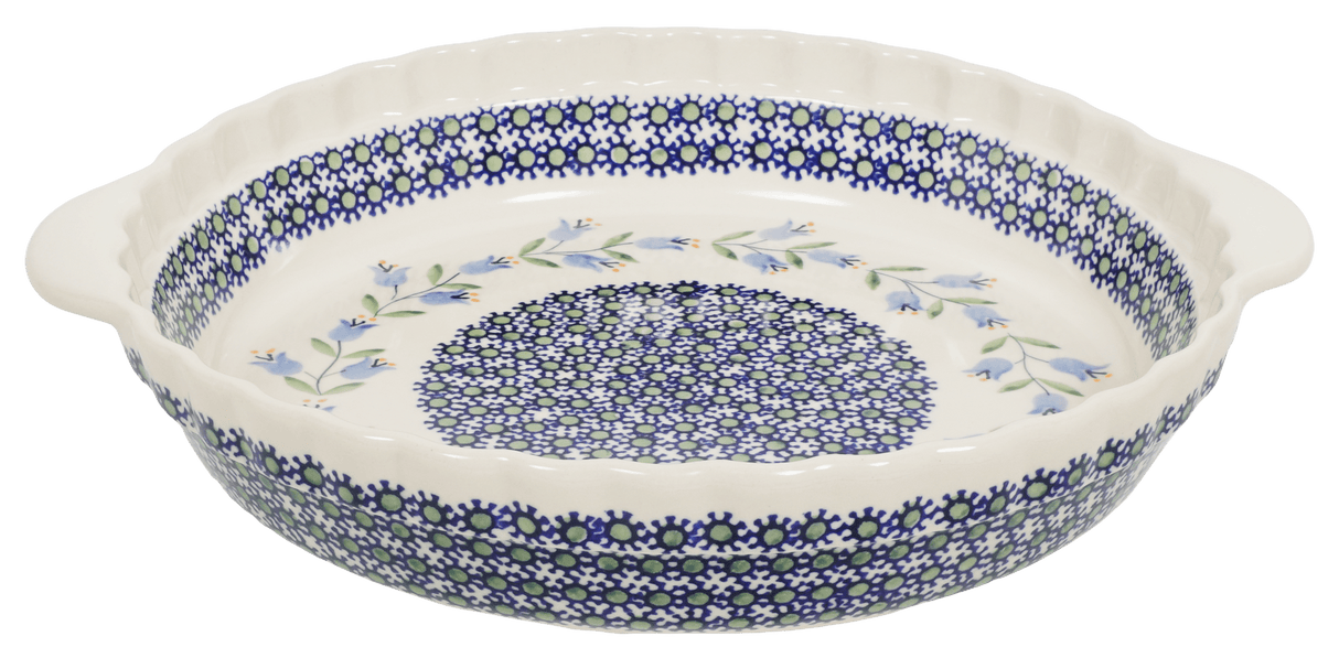 Plate, Round, Pie Plate, Handles, 9.75" in "Lily of the Valley" by Manufaktura | Z148T-ASD