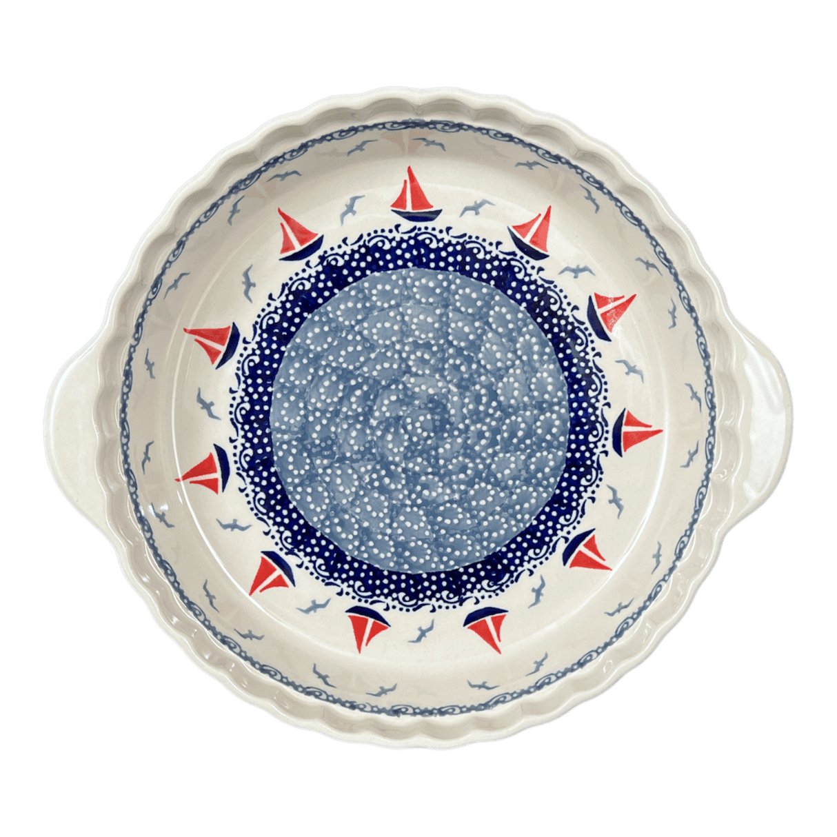 Baker, Round, Pie Plate, Handles, 9.75" in "Smooth Seas" by Manufaktura | Z148T-DPML