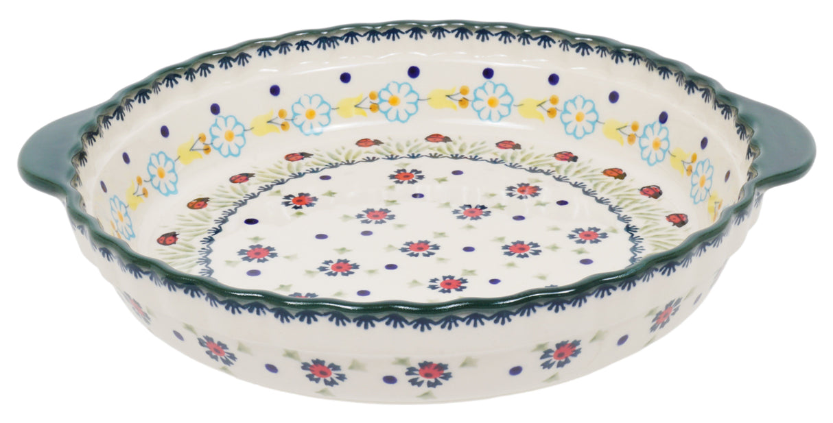 Baker, Round, Pie Plate, Handles, 9.75" in "Lady Bugs" by Manufaktura | Z148T-IF45