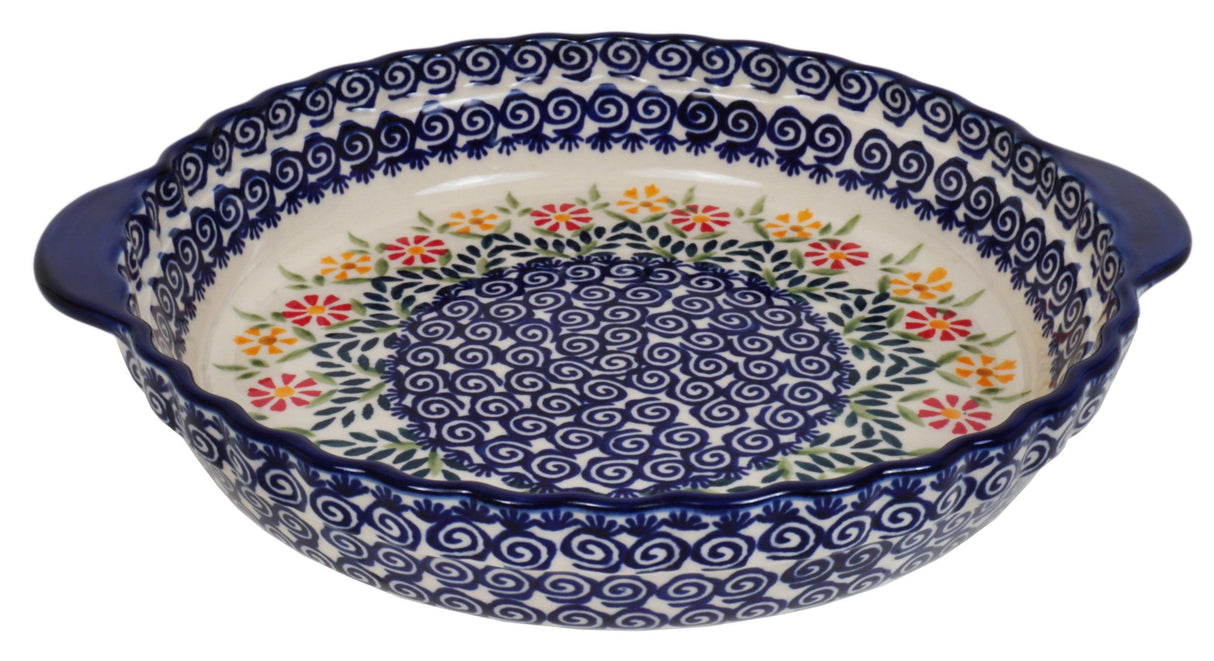Baker, Round, Pie Plate, Handles, 9.75" in "Flower Power" by Manufaktura | Z148T-JS14