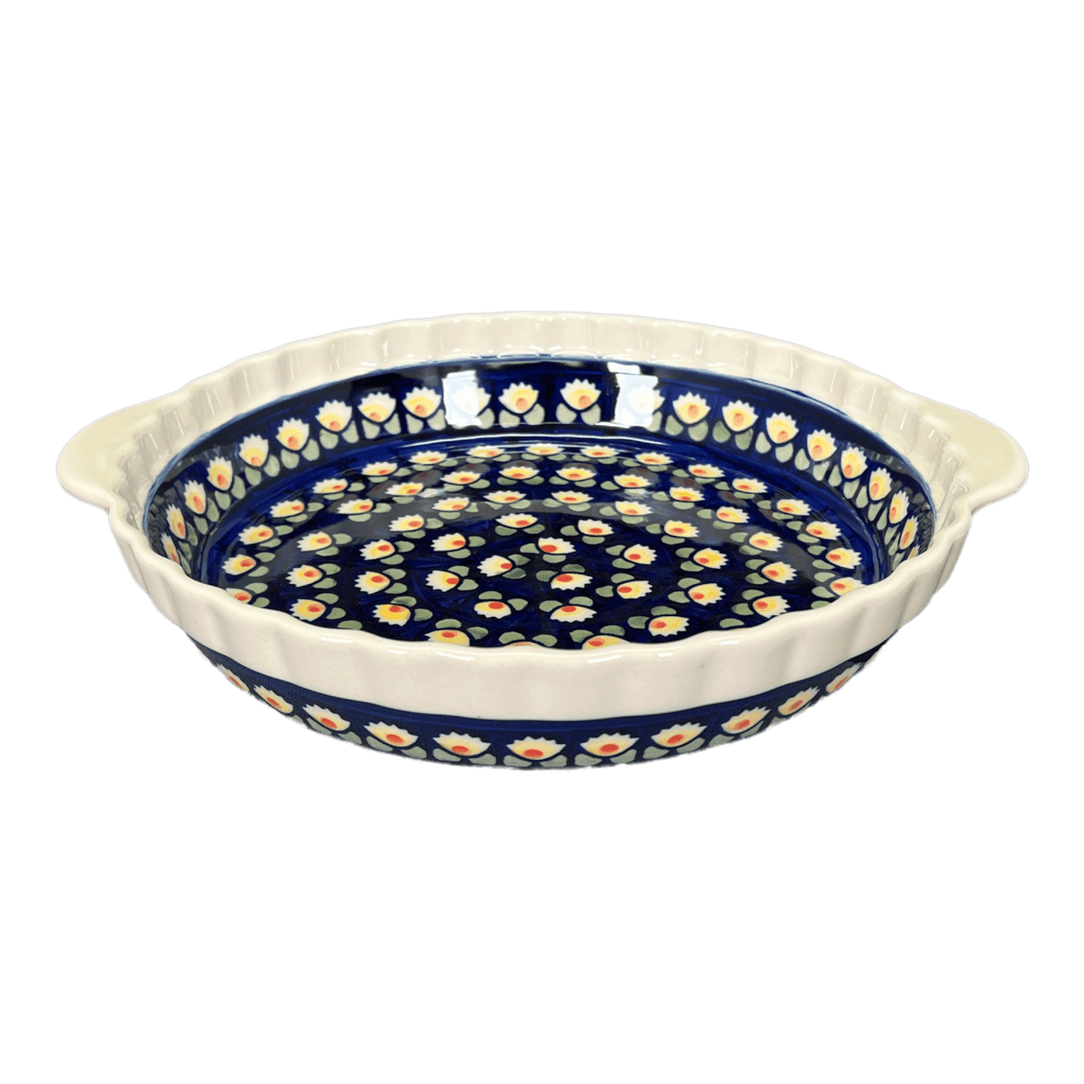 Baker, Round, Pie Plate, Handles, 9.75" in "Tulip Azul" by Manufaktura | Z148T-LW