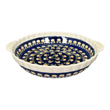 Baker, Round, Pie Plate, Handles, 9.75" in "Tulip Azul" by Manufaktura | Z148T-LW
