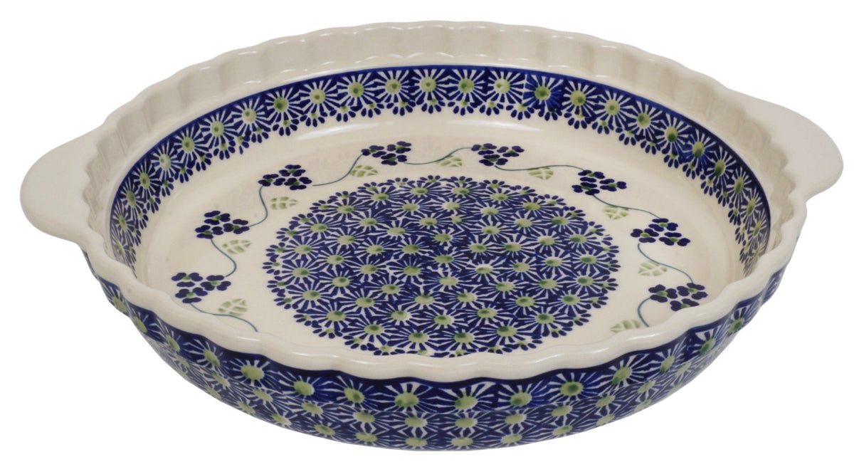 Baker, Round, Pie Plate, Handles, 9.75" in "Vineyard in Bloom" by Manufaktura | Z148T-MCP