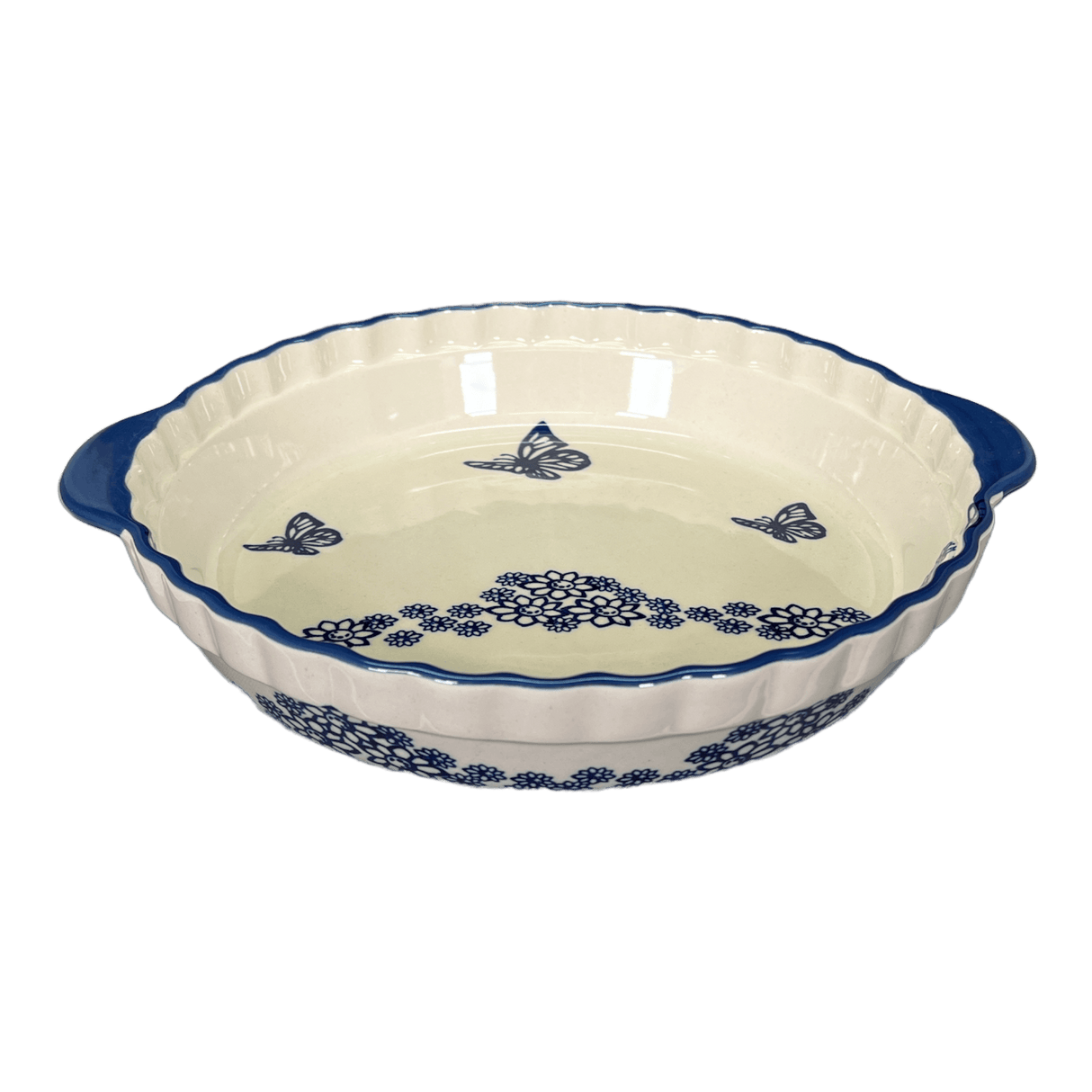Baker, Round, Pie Plate, Handles, 9.75" in "Butterfly Garden" by Manufaktura | Z148T-MOT1