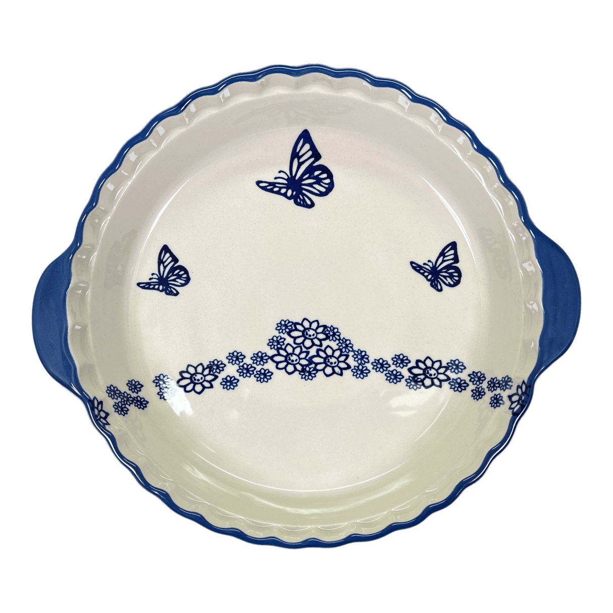 Baker, Round, Pie Plate, Handles, 9.75" in "Butterfly Garden" by Manufaktura | Z148T-MOT1