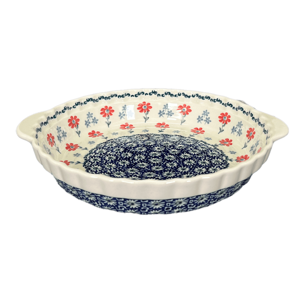 Baker, Round, Pie Plate, Handles, 9.75" in "Summer Blossoms" by Manufaktura | Z148T-P232