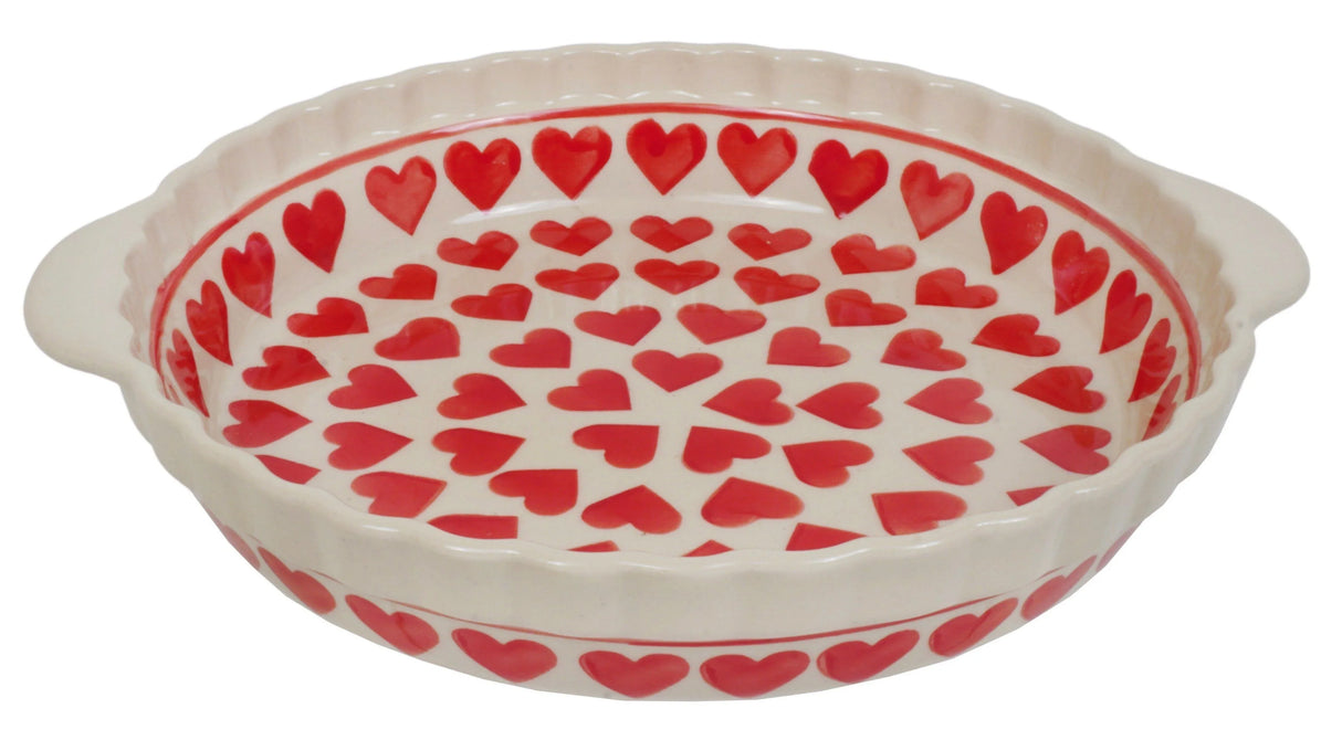 Baker, Round, Pie Plate, Handles, 9.75" in "Whole Hearted Red" by Manufaktura | Z148T-SEDC