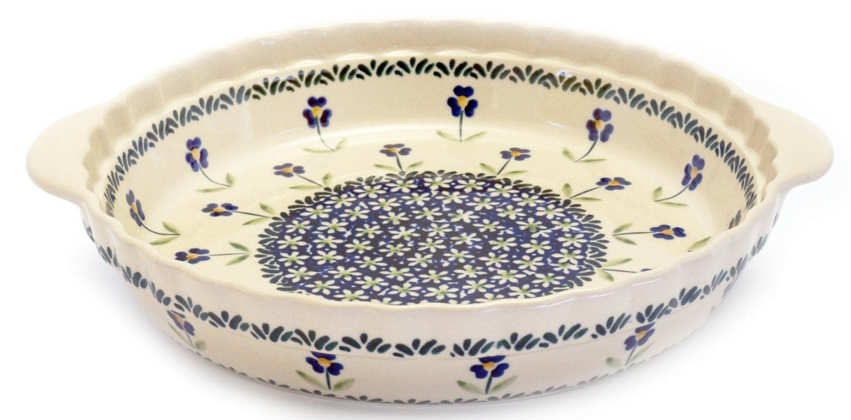 Baker, Round, Pie Plate, Handles, 9.75" in "Forget Me Not" by Manufaktura | Z148T-ASS