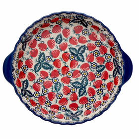 Polish Pottery Pie Plate with Handles (Strawberry Fields) | Z148U-AS59 Additional Image at PolishPotteryOutlet.com
