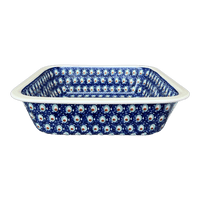 A picture of a Polish Pottery Deep 11.5" Square Casserole (Fish Eyes) | Z149T-31 as shown at PolishPotteryOutlet.com/products/deep-11-5-square-casserole-fish-eyes-z149t-31