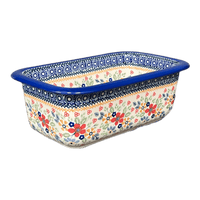 A picture of a Polish Pottery Bread Baker (Ruby Bouquet) | Z150S-DPCS as shown at PolishPotteryOutlet.com/products/bread-server-ruby-bouquet