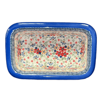 A picture of a Polish Pottery Bread Baker (Ruby Bouquet) | Z150S-DPCS as shown at PolishPotteryOutlet.com/products/bread-server-ruby-bouquet